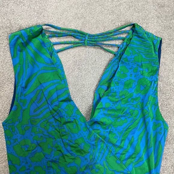 Hale Bob Women’s Small Green Blue Floral Swimwear Top Bathing Suit NWOT - Picture 2 of 5